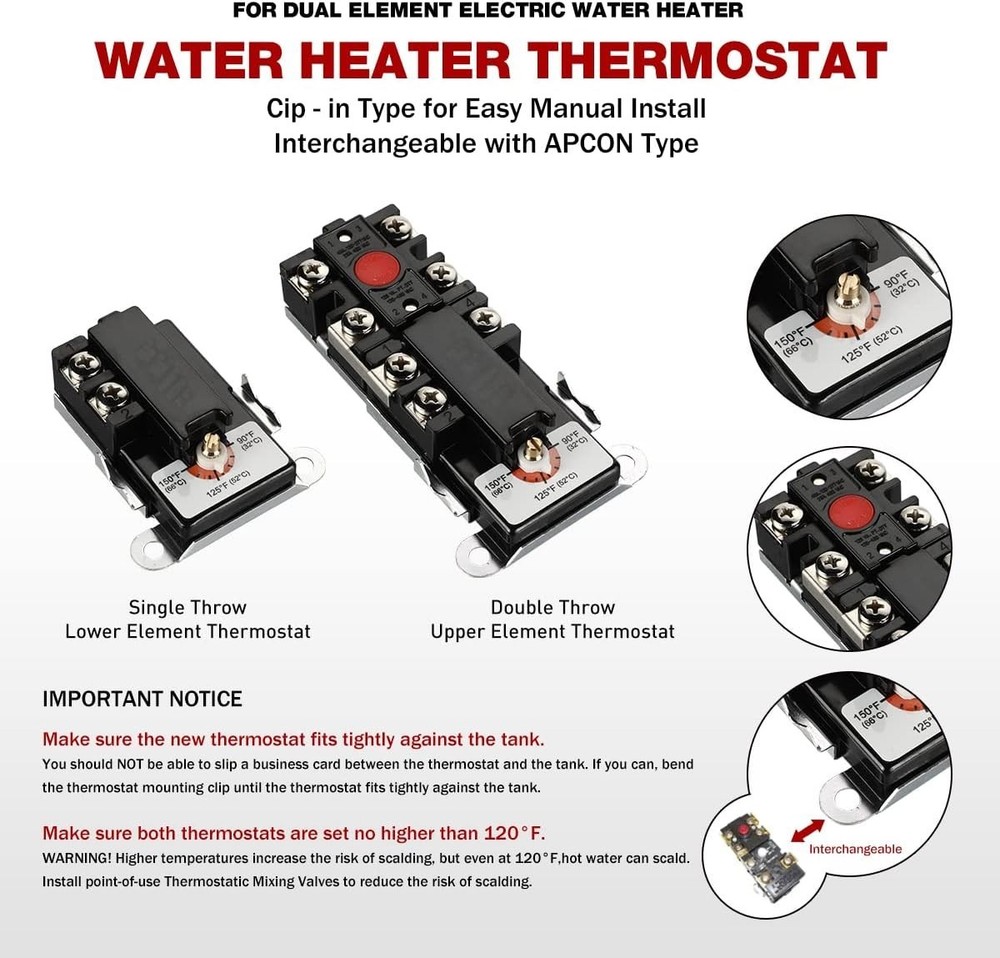 Water Heater Maintenance Kit - Thermostats & Element Wrench