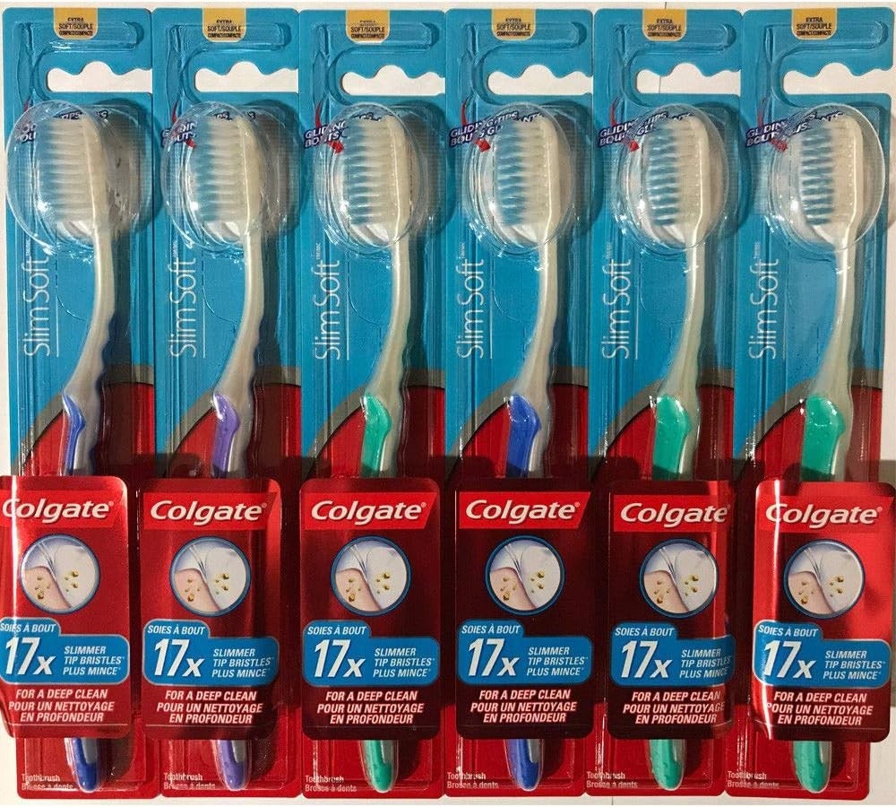 Slim Soft Gliding Tips Toothbrush, Extra Soft, Compact Head - Pack of 6