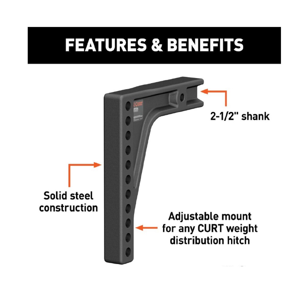 Curt 17132 Weight Distribution Shank 2-1/2" Shank 8" Drop