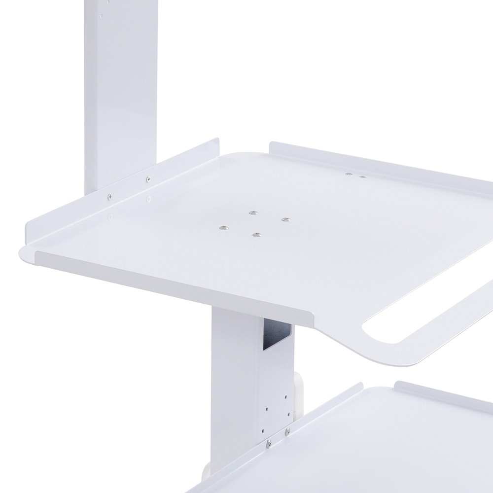 Adjustable Height Rolling Desk Computer Cart Mobile Laptop Workstation PC Table