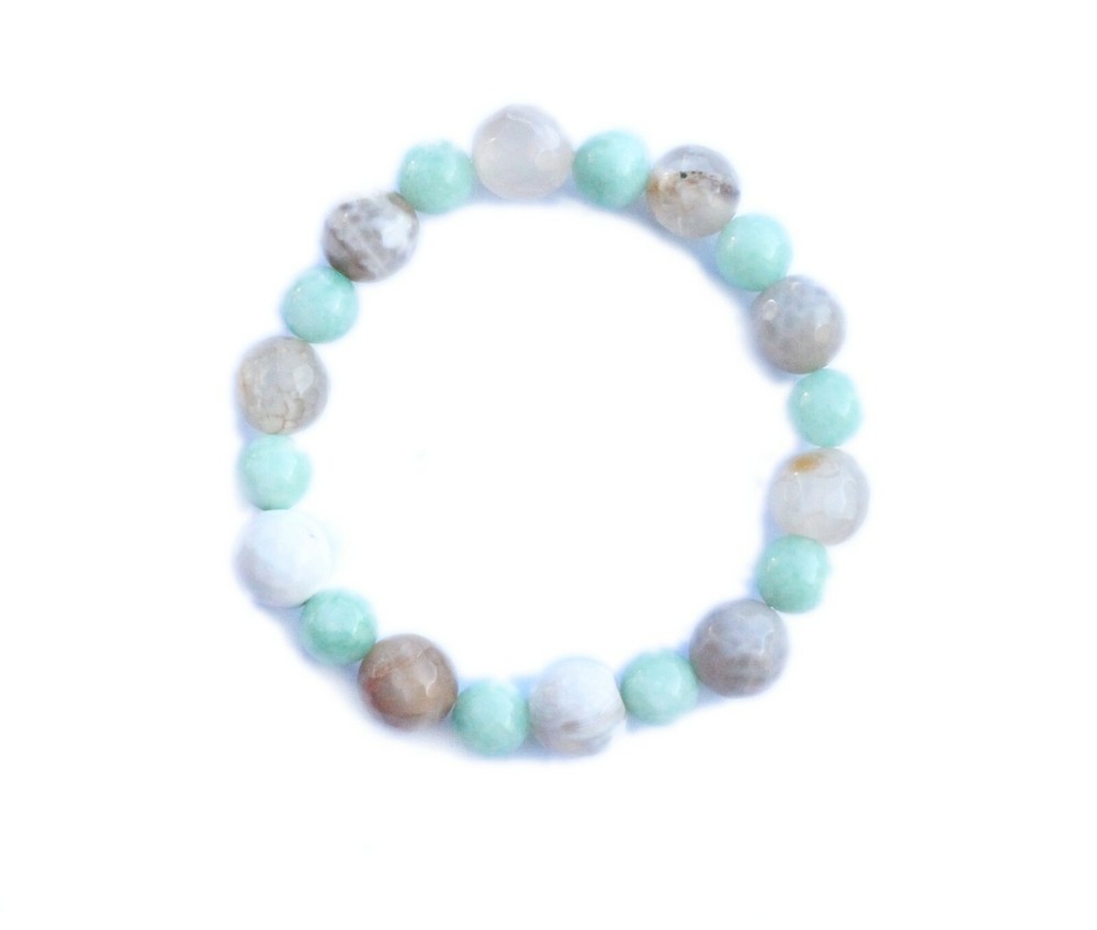 Soothing Gray Agate & Amazonite Empath Protection Gemstone Bracelet