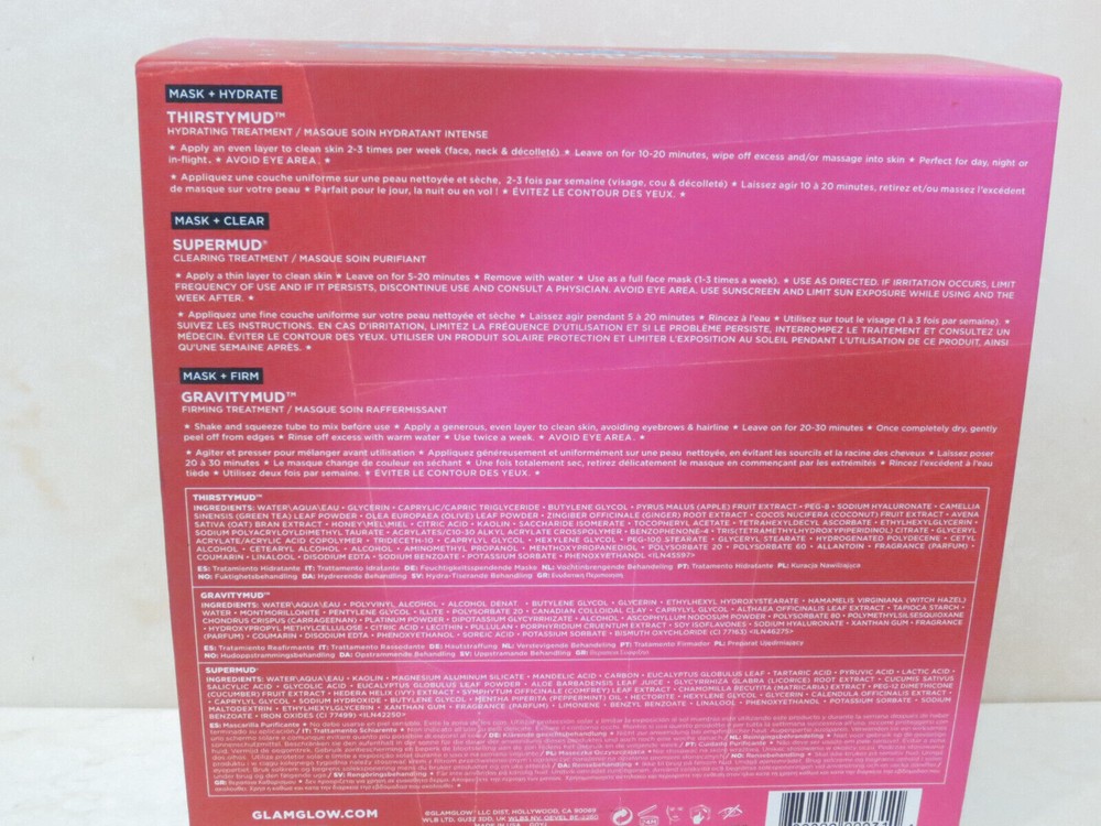 GLAM GLOW MASK ESSENTIALS: HYDRATE, FIRM + CLEAR SET BOXED