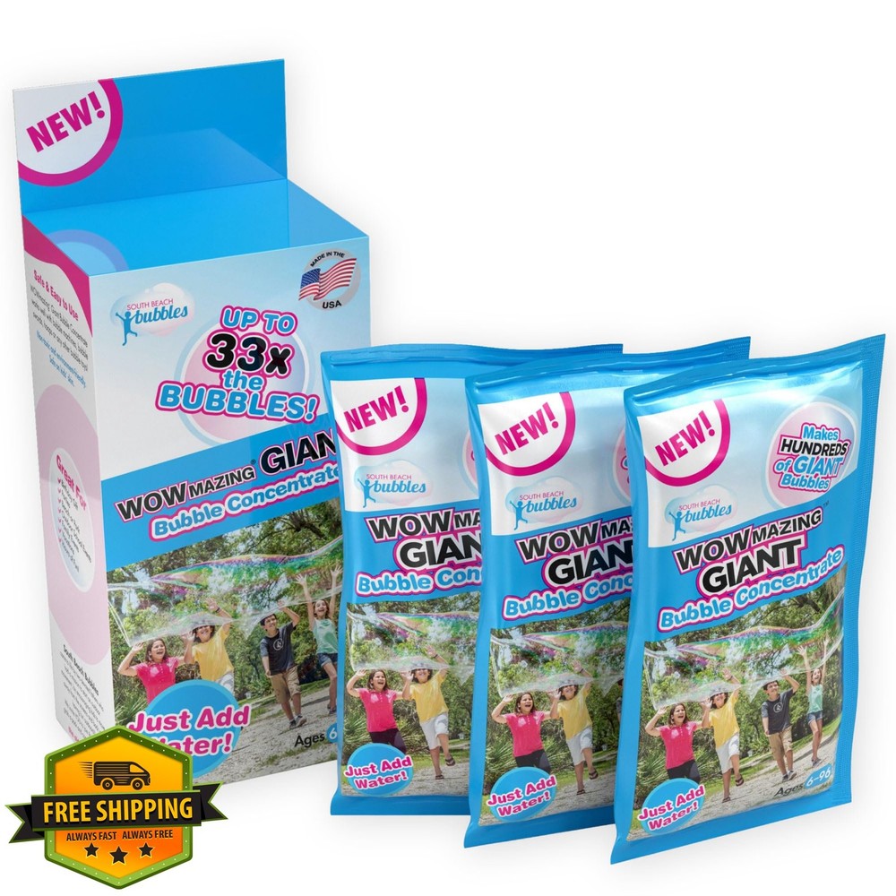 WOWMAZING Giant Bubbles Refill Solution 2.3 Gallons 3 Pouches Kids
