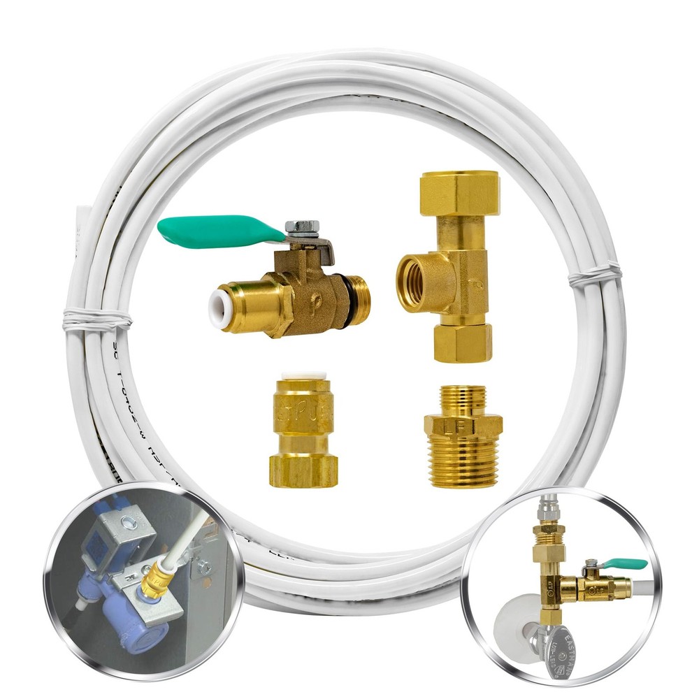 Ice Maker Fridge Quick Install Kit - 1/4" Valve & Supply Line, White