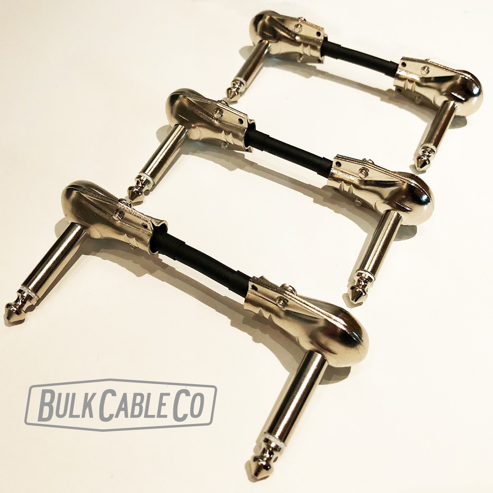 MOGAMI 2319 3" PEDALBOARD PATCH CABLES - 3 FX PATCH CORDS - PANCAKE CONNECTORS