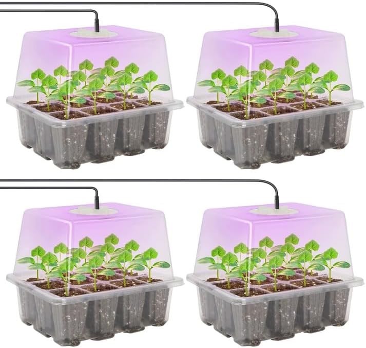 Seed Starter Kit with Grow Light, Elevated Seedling Tray Kit with Adjustable ...