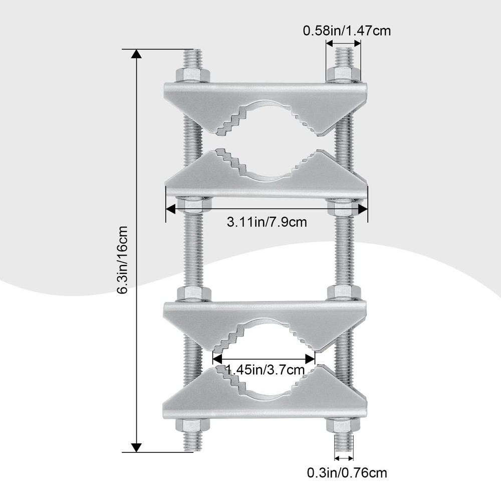Double Antenna Mast Clamp - Heavy Duty Galvanized Iron Mount for Secure Pole-...