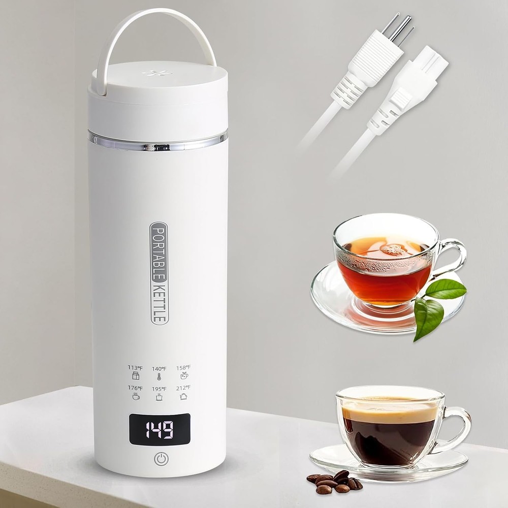 Compact Portable Electric Kettle, LCD Display with 6 Temperature Settings, 304 S