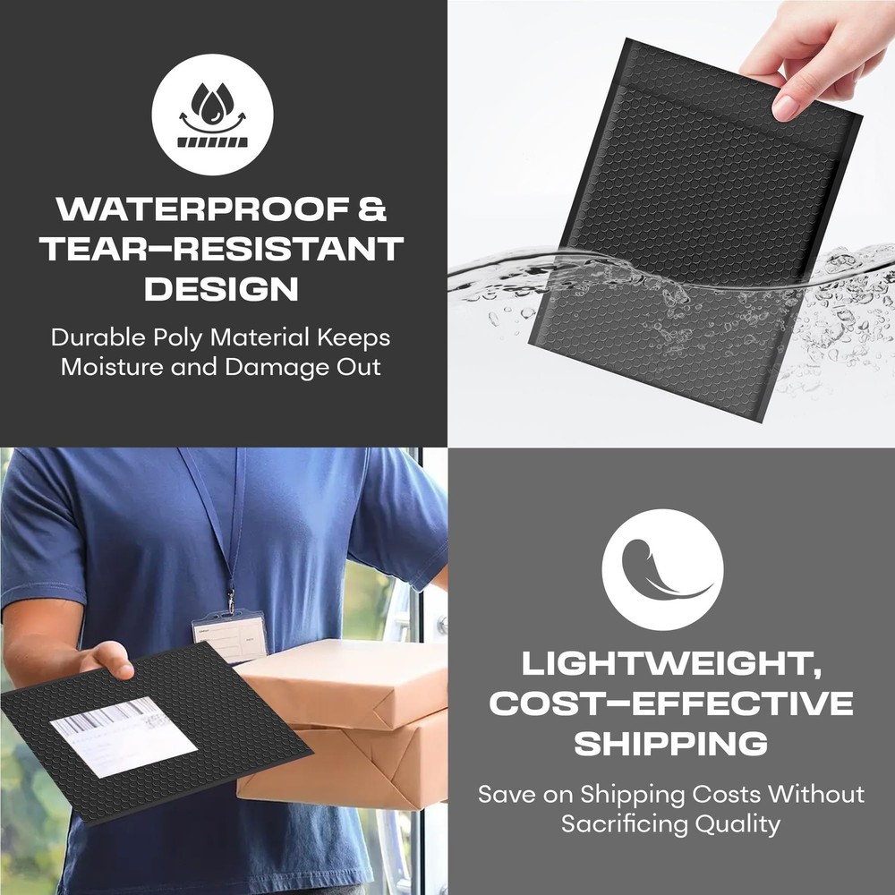 Black Extra Large Poly Bubble Mailers 14.25"x20" / 50 Pack, Jet
