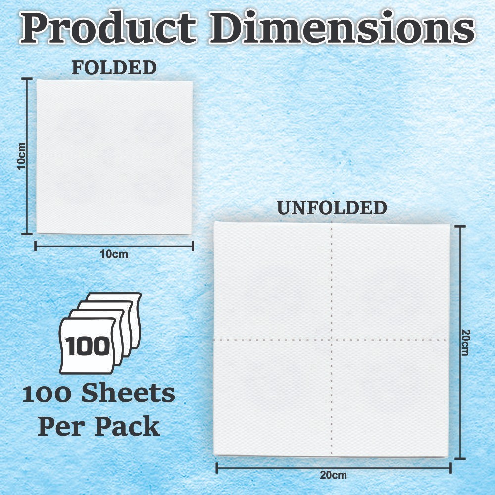 2000 Sheets Mini Square Tissue 1 Ply White Soft Napkins Disposable Serviettes