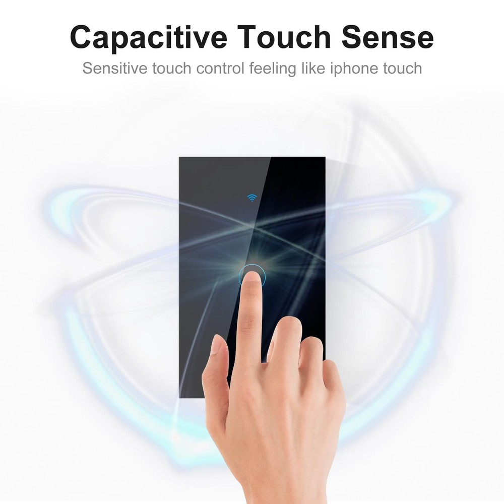 WiFi Smart Wall Light Switch,US Standard ，Voice Control ，Tempered