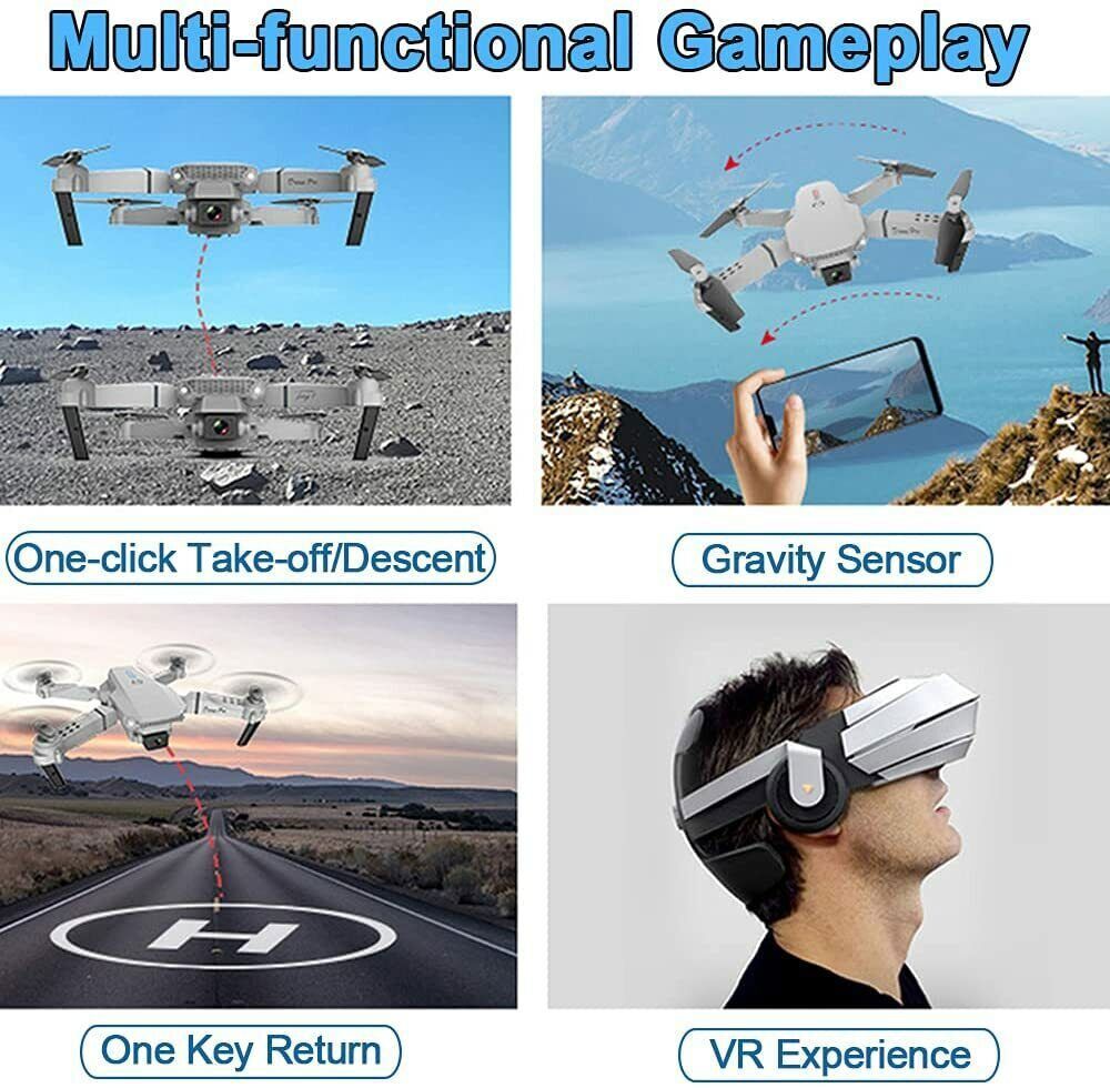 Dual Battery Black Drone – 4-Way Obstacle Avoidance RC Quadcopter