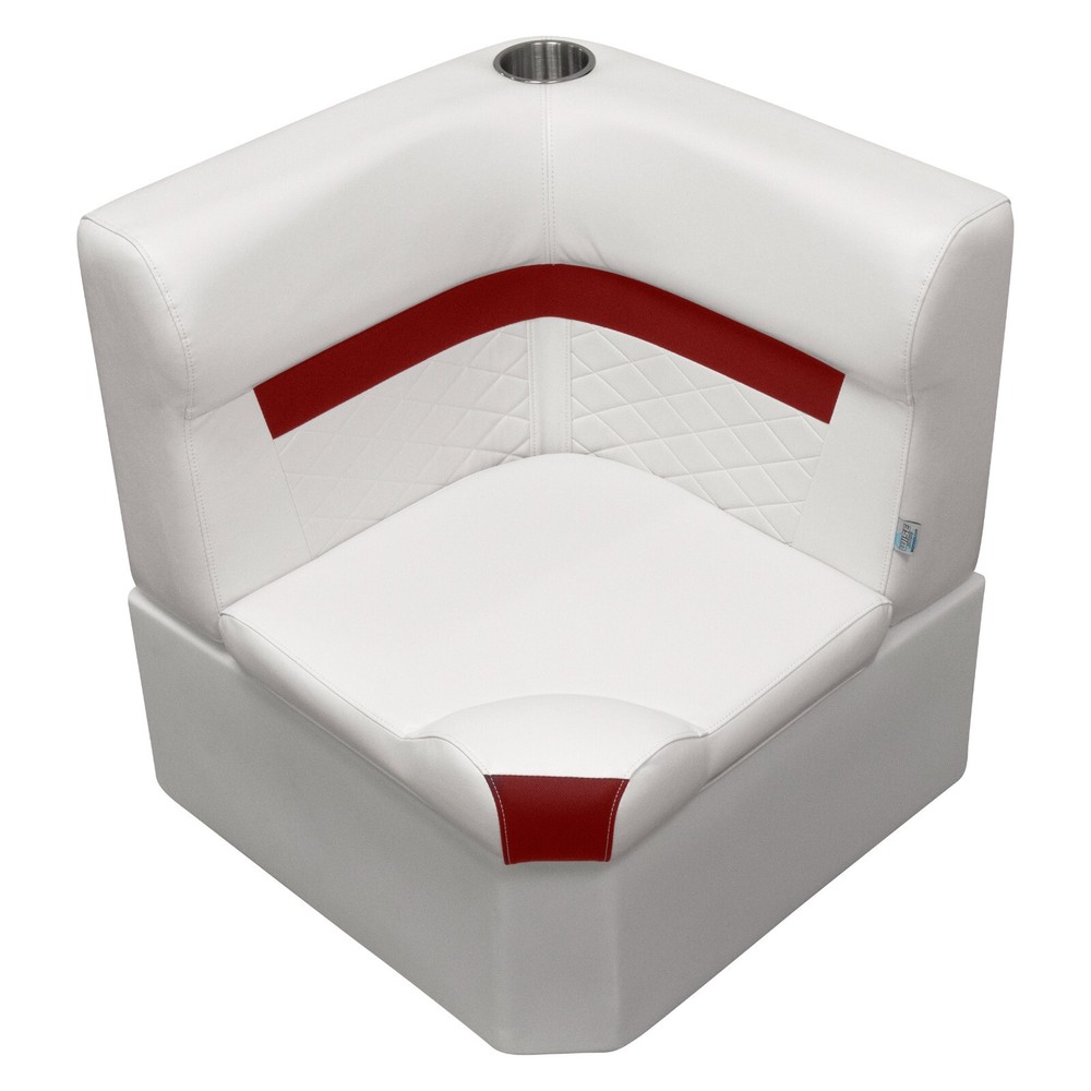 Wise Deluxe Corner Pontoon Boat Seat - Brite White / Crimson Red