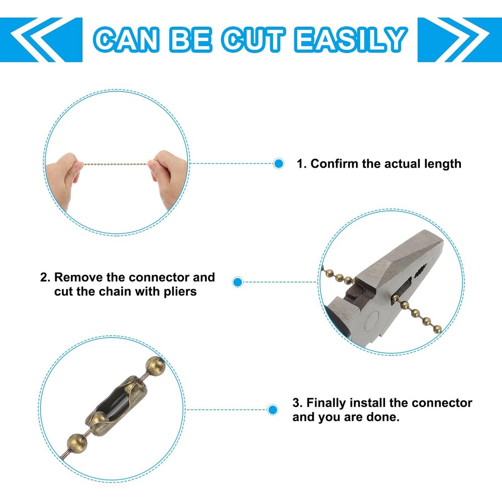 15" Ceiling Fan Pull Chain, 4 Pcs Crystal Pull Chain Fan Connector Vintage Ce...