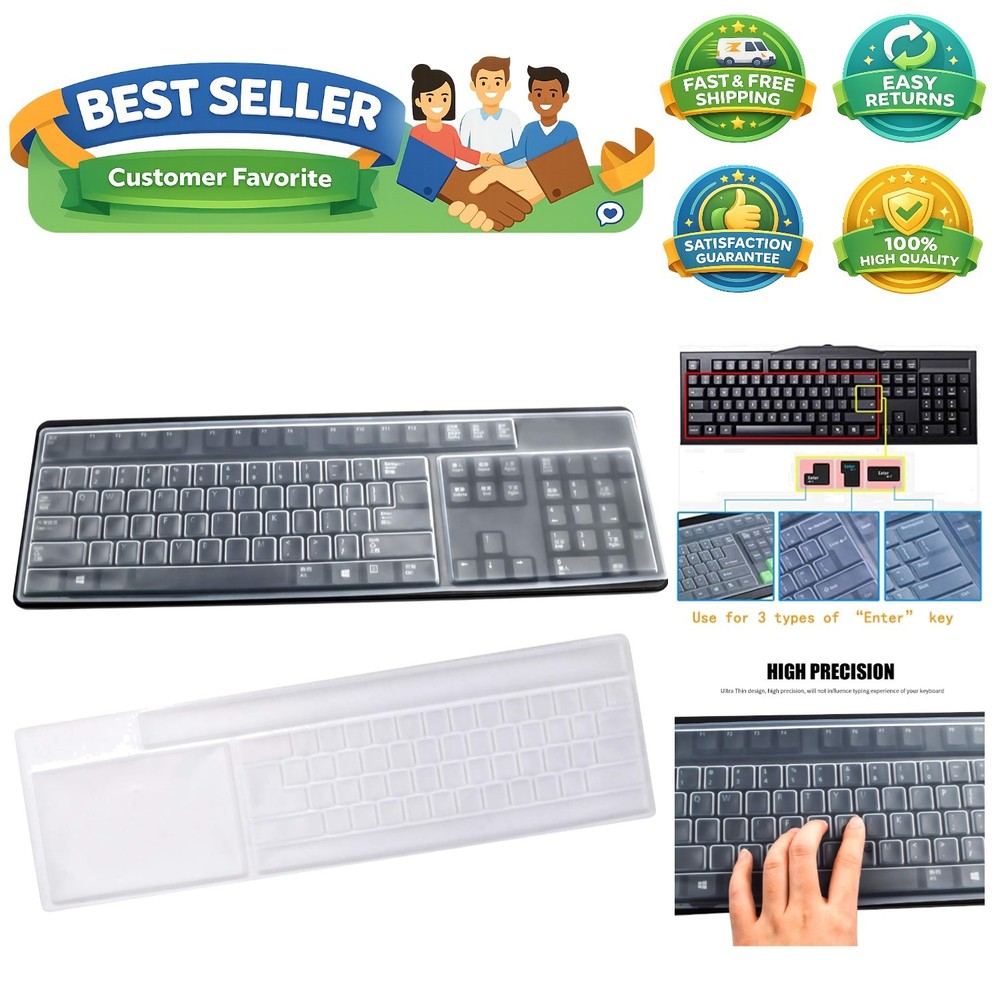 2 Pack Clear Desktop Computer Keyboard Protection Skin Protector Cover for PC...