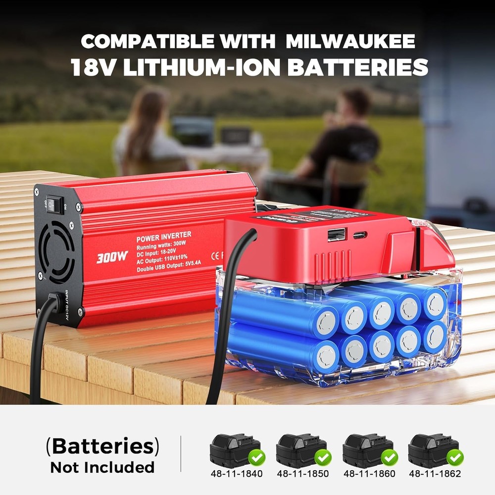 Power Inverter Compatible with Milwaukee 18V