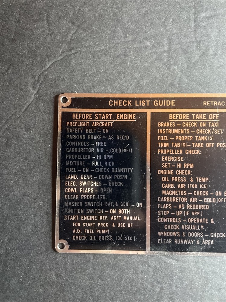 Wag-Aero Flight chest list guide, data plate