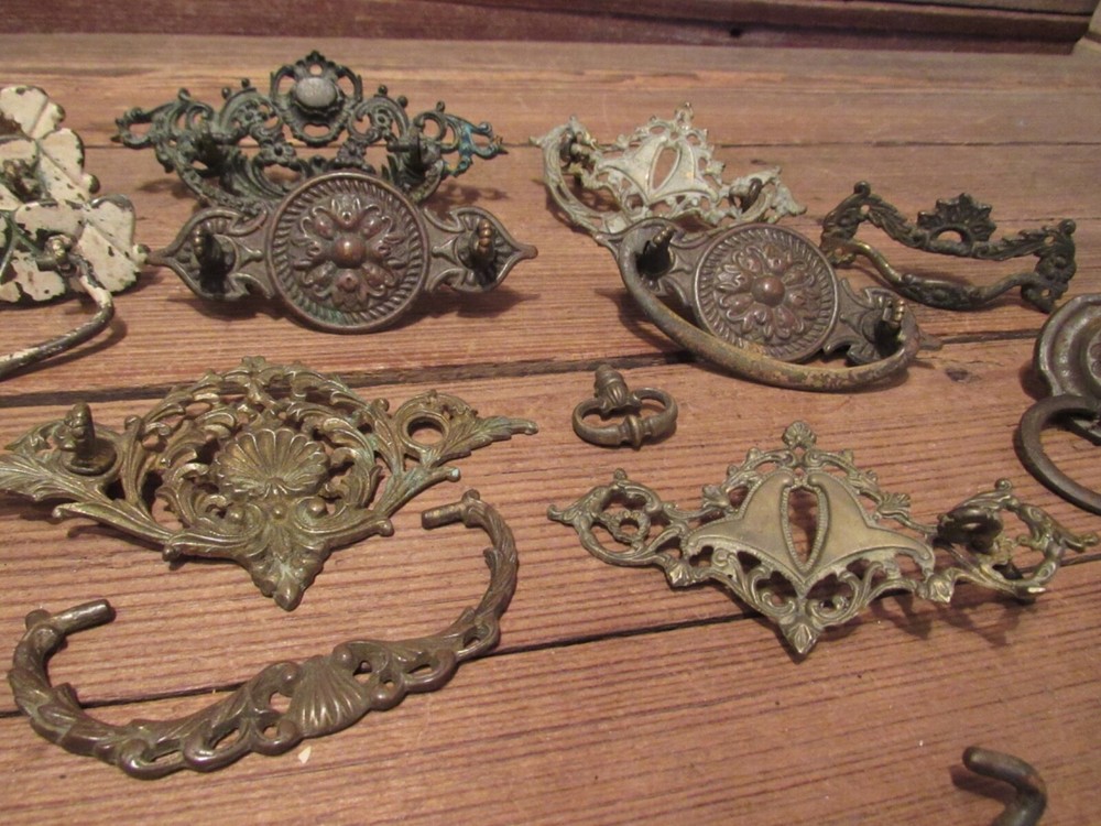 Vintage LOT Drawer Pull Handle Metal Hardware - Brass & Metal!