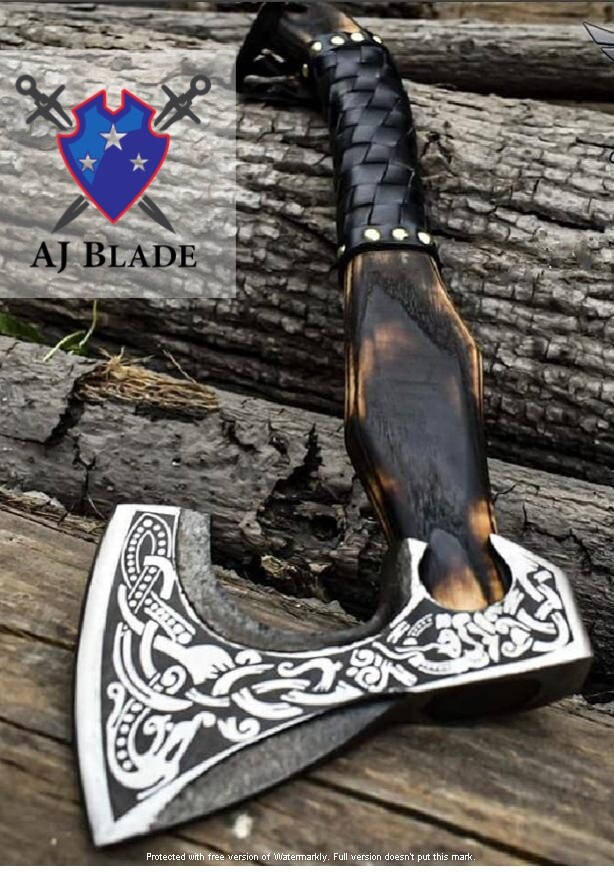 Custom Handmade Viking Axe Carbon Hatchet, Steel Axe, Bearded Axe, Nordic Axe