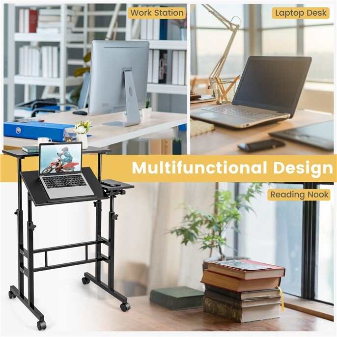 OFFICEJOY Adjustable Computer Desk Mobile Stand up DeskTilting Workstation