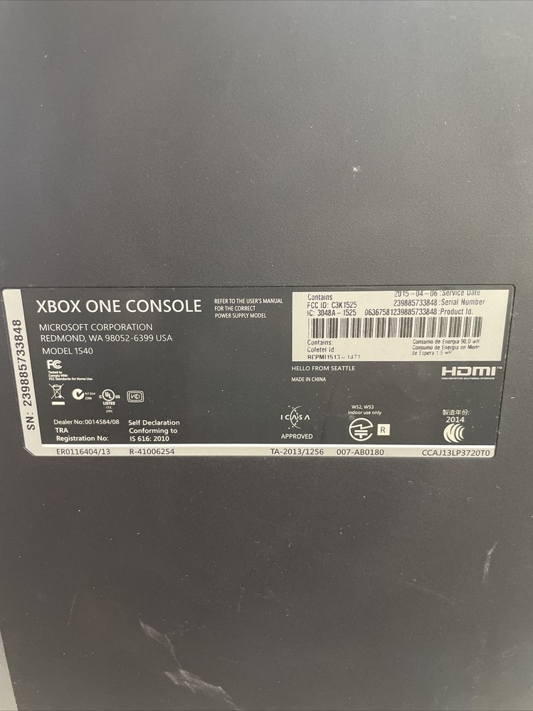 Microsoft XBOX One 1540 Console unit only