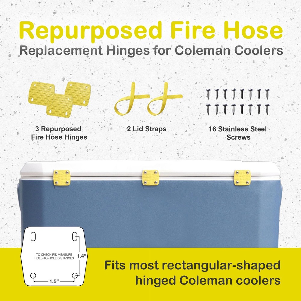 Coleman Cooler Hinge Replacement Kit - Unbreakable, Made in 3 Hinges 2 Lids