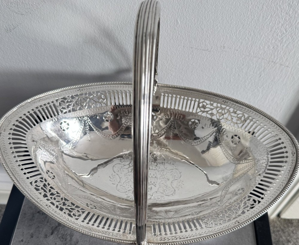 1785 Hester Bateman George III Silver Cake Basket