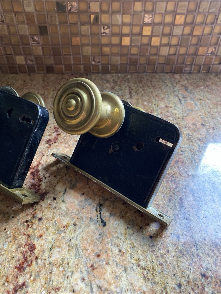 Antique / Vintage 2 Sets Solid Brass Door knob Hardware Set 🔥
