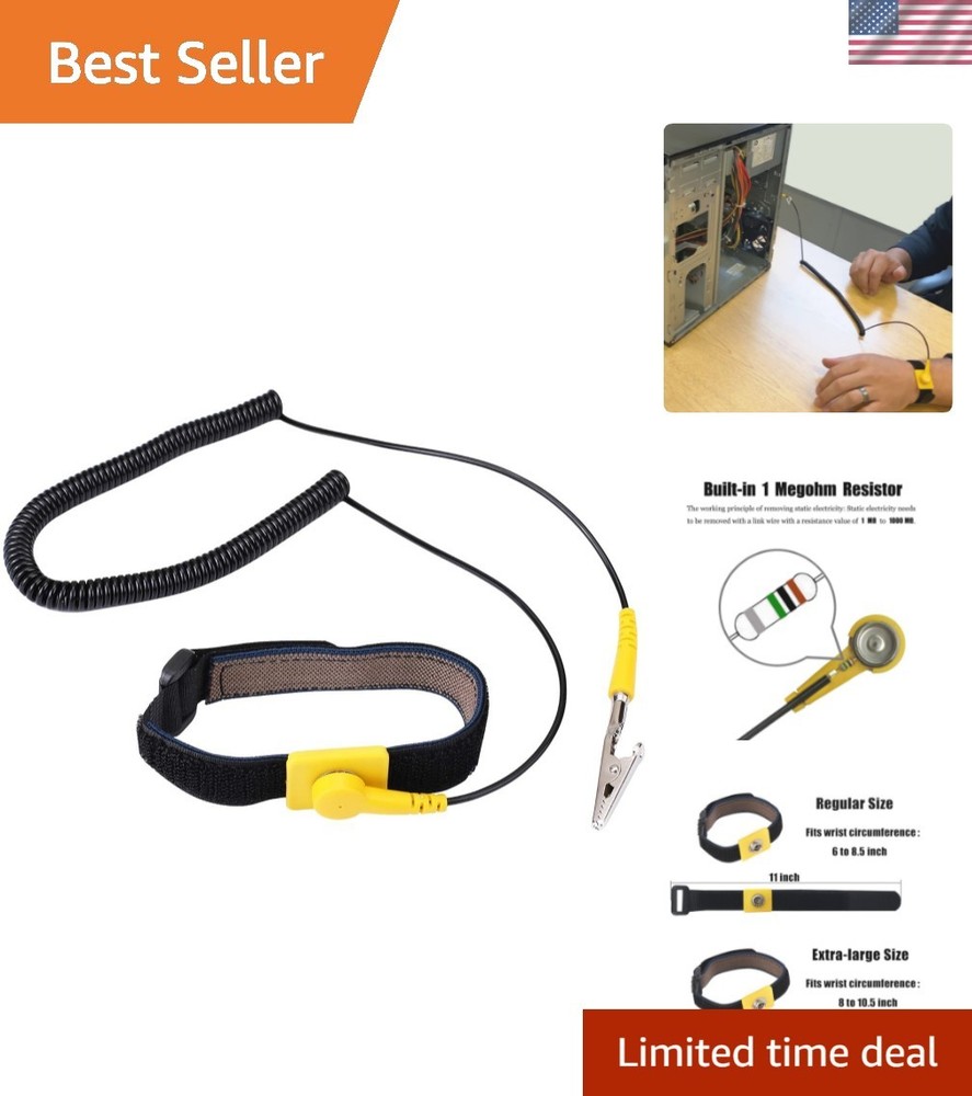 Enhanced Anti Static Wrist Strap for Safe Electronics Handling - Fits Adults
