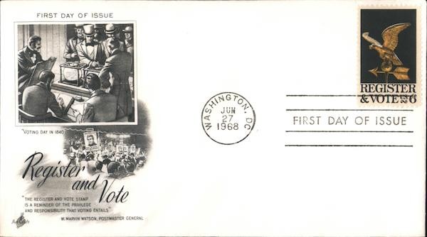 FDC Register Vote 1968 Washington First Day Cover