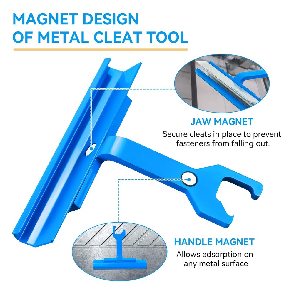 Magnetic PPC & PPF Clips/Cleat Tool For HVAC Ductwork - 4" Tdc Blue