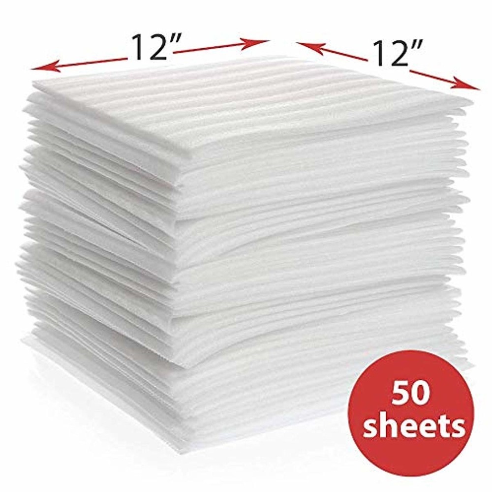 Foam Wrap Sheets, 12" x 12" (50-Pack) Foam Wrap Cushioning for Packing
