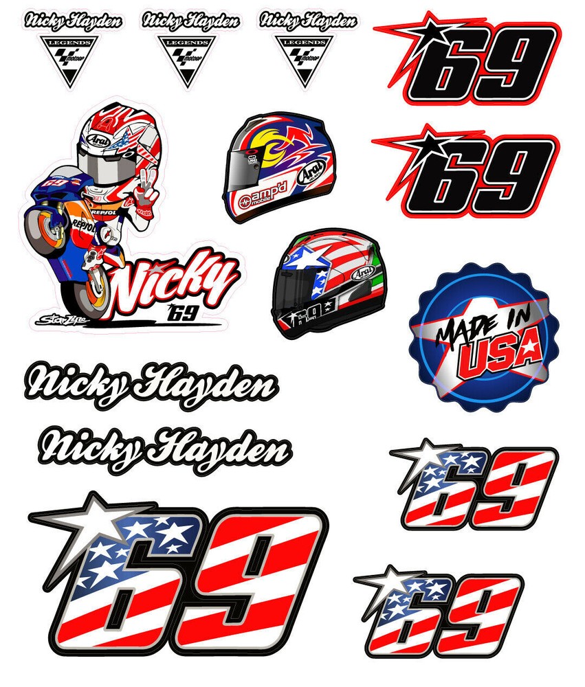 Nicky Hayden GP Racing Decal Stickers Set