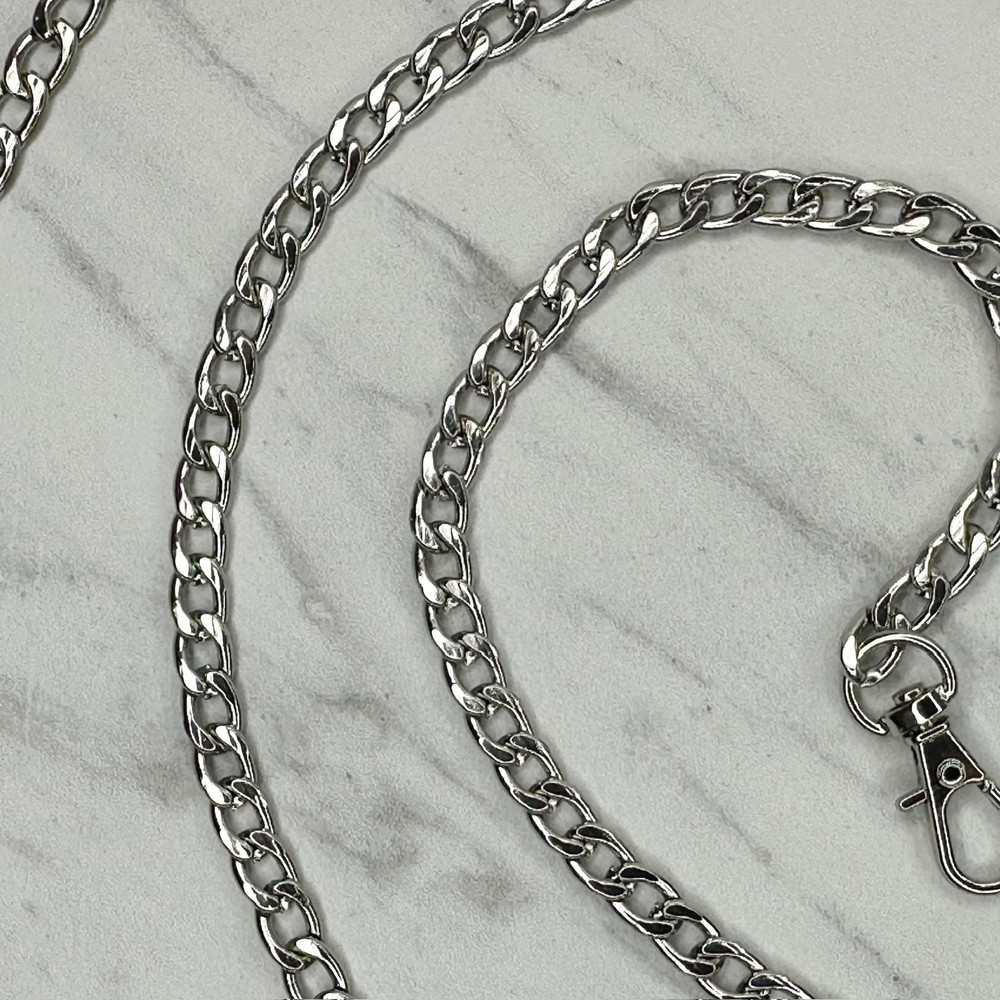 Silver Tone Chain Link Purse Handbag Strap Replacement 48" Crossbody
