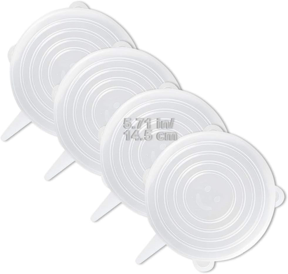 4 Pack Silicone Stretch Lids 5.71" Reusable Sturdy Expandable Food Covers