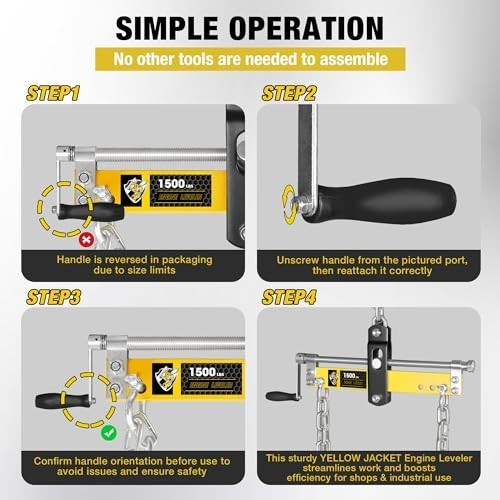 1500lbs Engine Load Leveler - Steel Hoist Accessory with Adjustable Handle for S