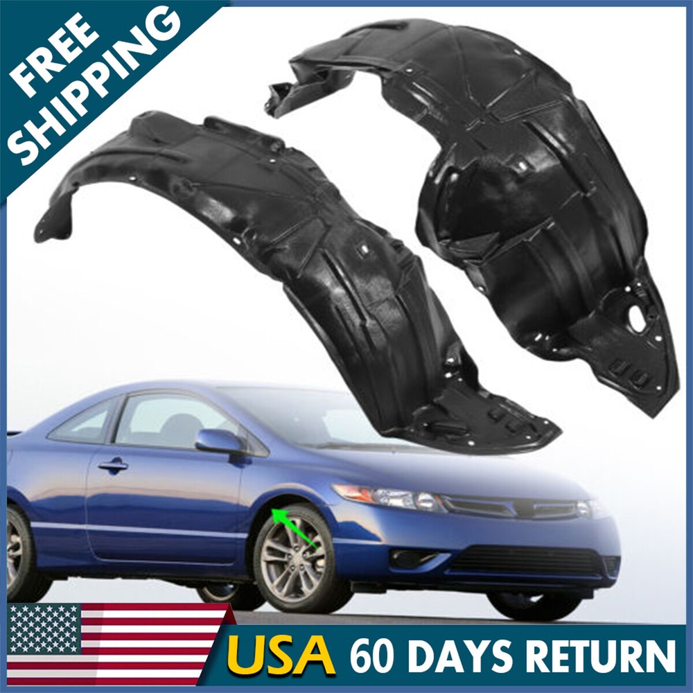 Fender Liner Set For 06-11 Honda Civic Front Left Driver & Right Passenger Side