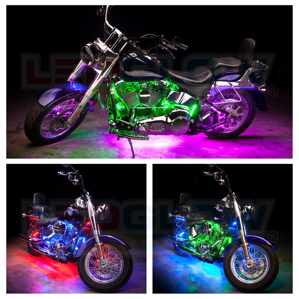 LEDGlow 12pc Bluetooth Million Color LED Motorcycle Light Kit w Smartphone App