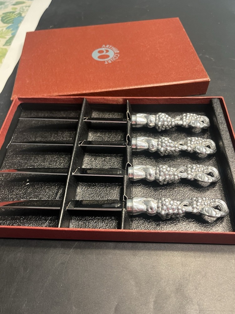 Arthur Court Pewter Grapevine Handle Knives 4pc Set