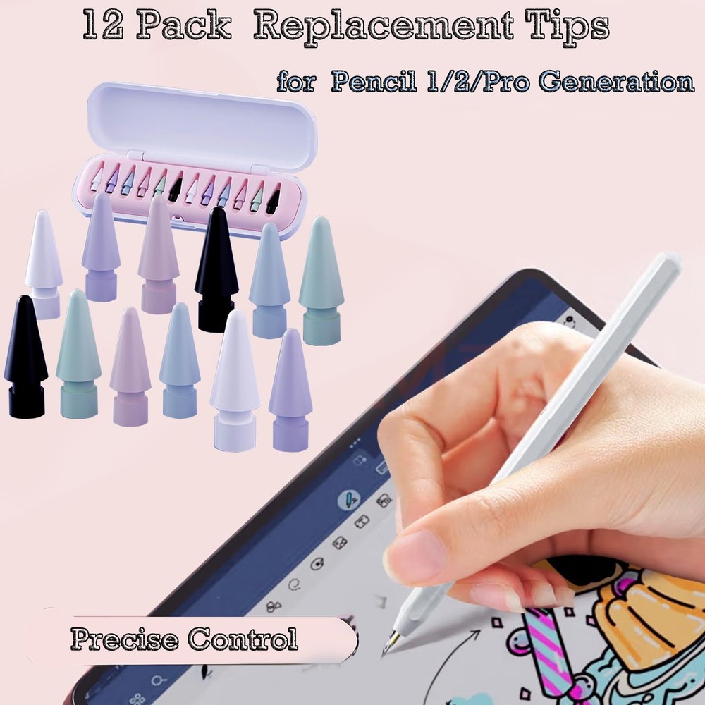 12 Pack Replacement Pencil Tips with Case for Apple iPad 2nd / 1st Generation...