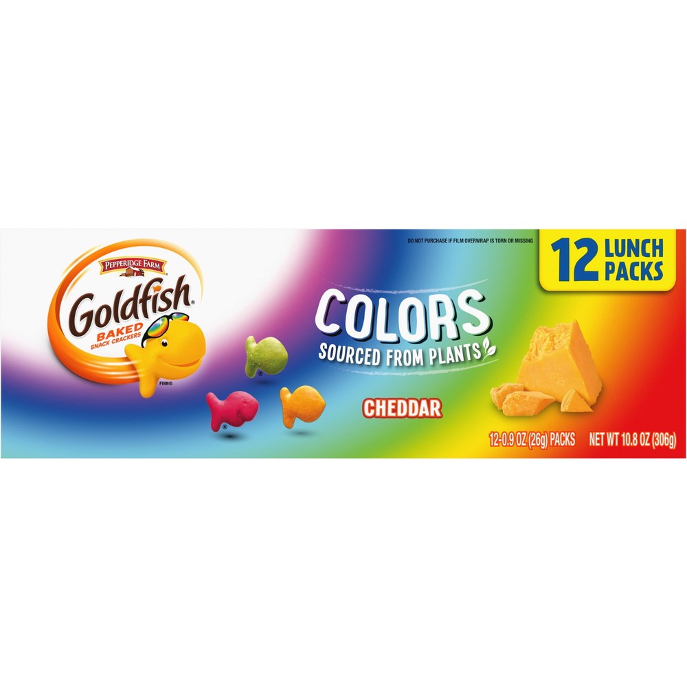 Goldfish Colors Crackers, Snack Pack, 0.9 oz, 12 CT Multi-Pack Tray