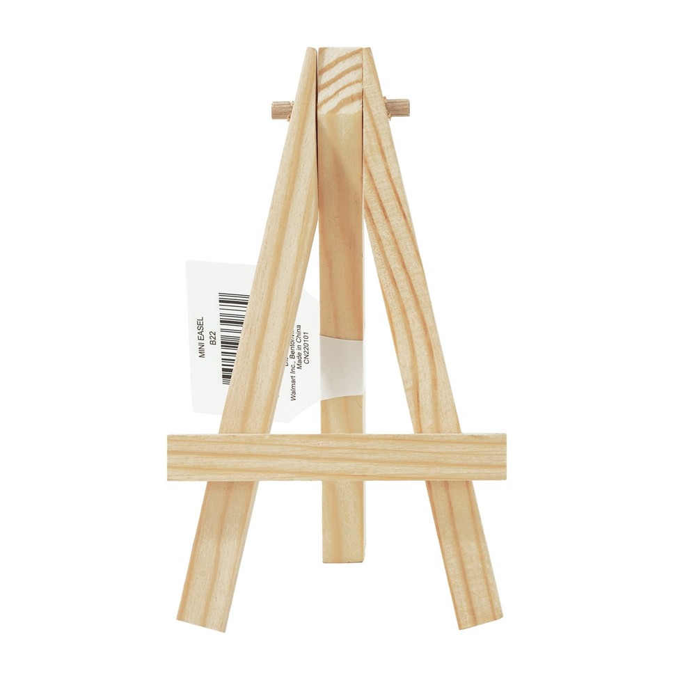 (6 pack) Mini Natural Wood Display Easel, Solid Pine Wood, 4.8", 1 Piece