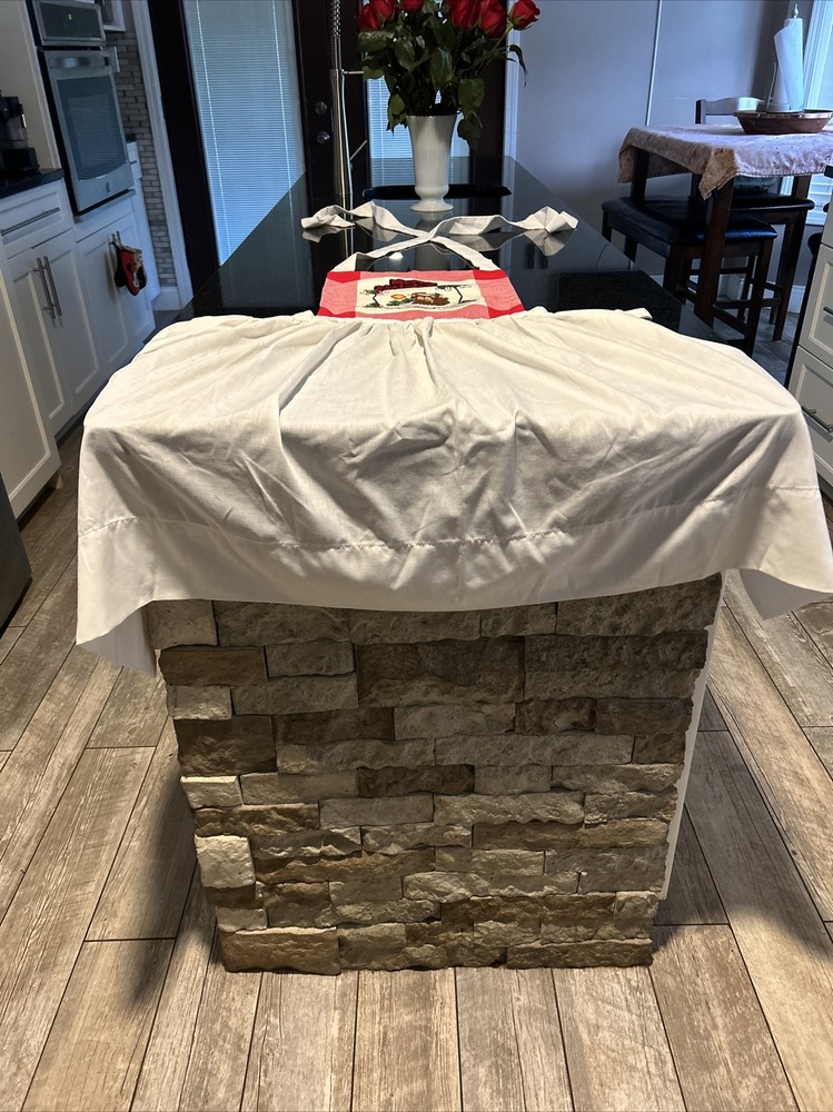 Handmade Embroidered Crisscross Christmas Apron