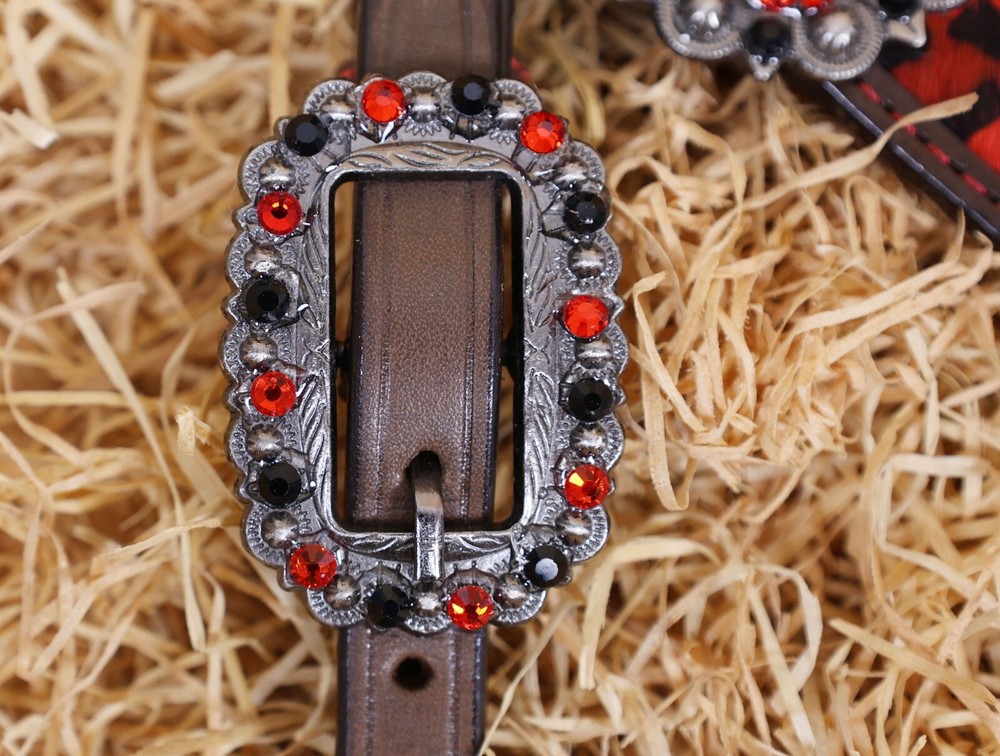 Headstall & Breast Collar Tack Set-Gladiator Style with Leopard Print on Leather