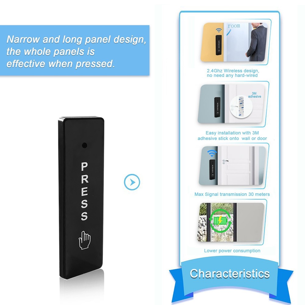 WiFi Access Control Electric Strike Door Lock System with Wireless Press Button