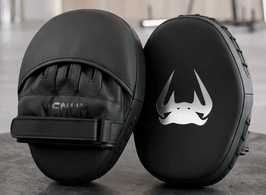 Venum Black Focus Mitts Boxing Training Strike Pads for Sparring and Practice