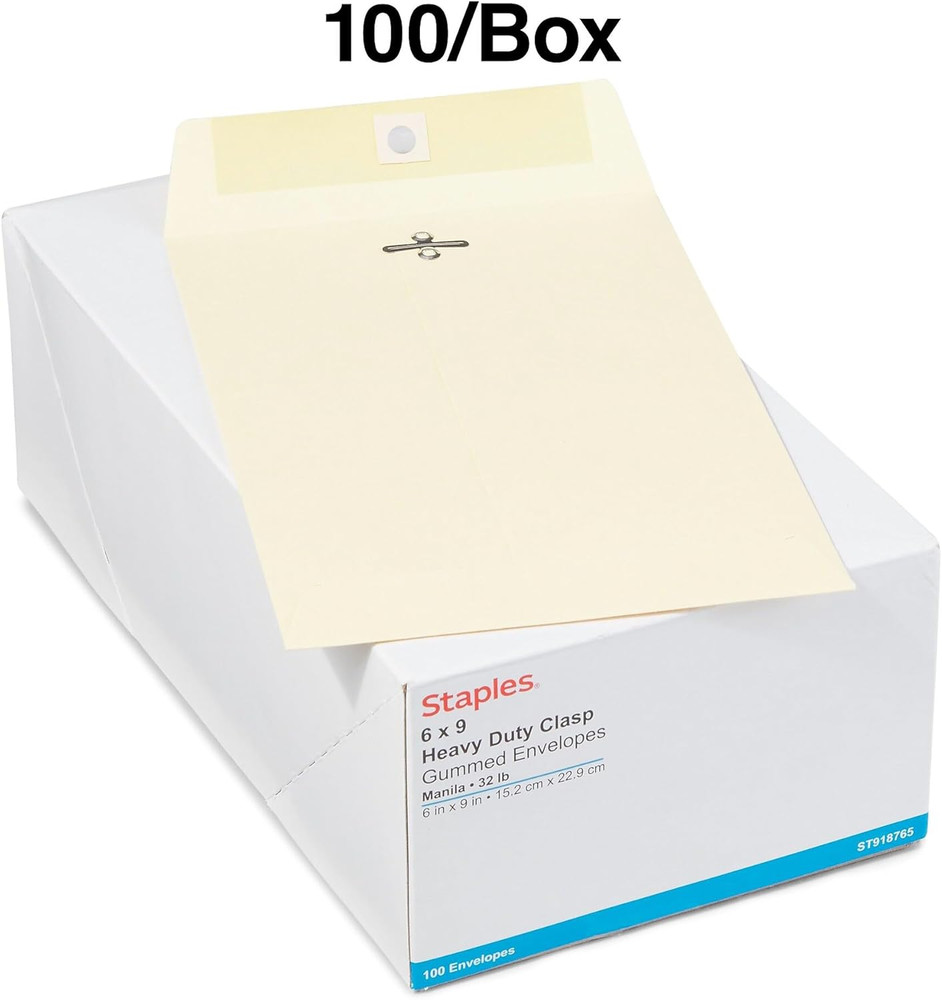 Clasp Extra-Heavyweight Envelopes 6X9 Manila 100/Box