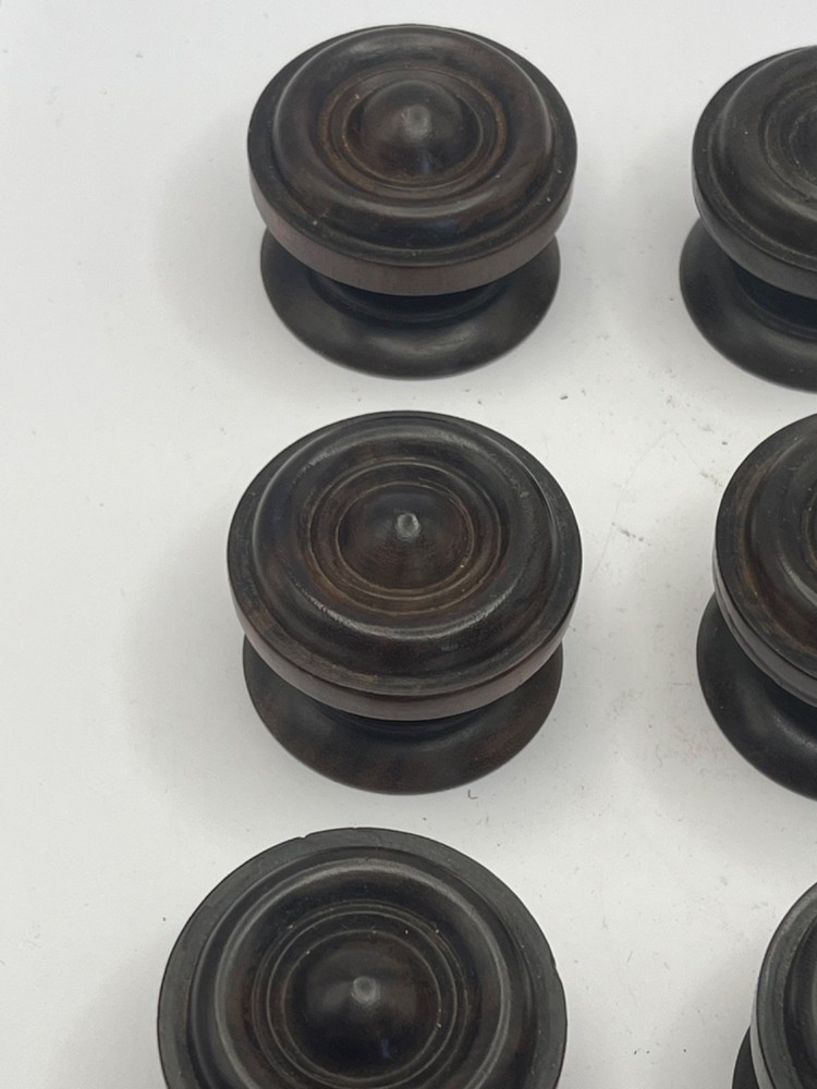Set of 6 Antique Hard Wood Drawer Knobs Handles Victorian Chest Drawer Pull
