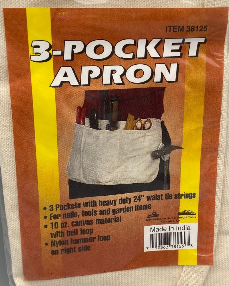 Canvas 3 Pocket Tool Apron Harbor Freight Item 38125, Multi-Use NEW