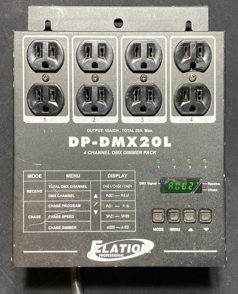 Elation Professional DP-DMX20L 4 Channel DMX Dimmer Pack